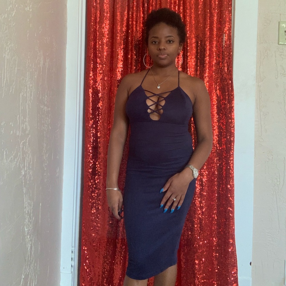 Lattice suede dress